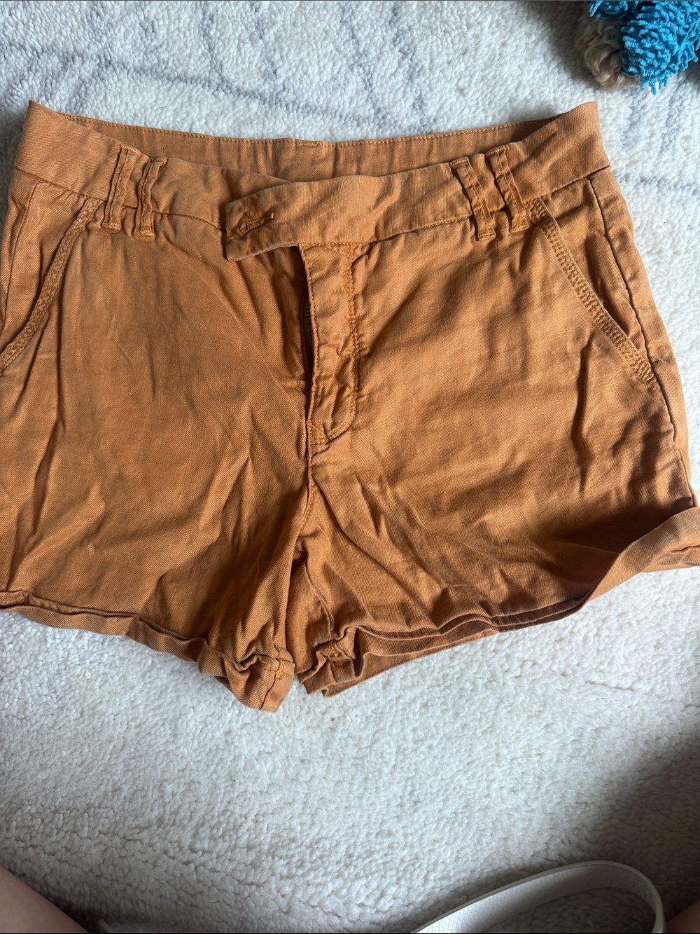 Anthropologie Burnt Orange Washed Linen Shorts